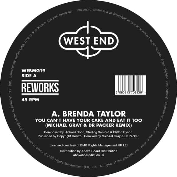 You Can’t Have Your Cake And Eat It Too / Don’t Make Me Wait (Dr Packer & Michael Gray Reworks) Brenda Taylor, NYC Peech Boys